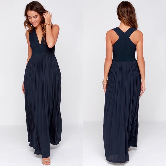 Lulu’s In Your Dreams Navy Blue Maxi Dress - Picture 1 of 10
